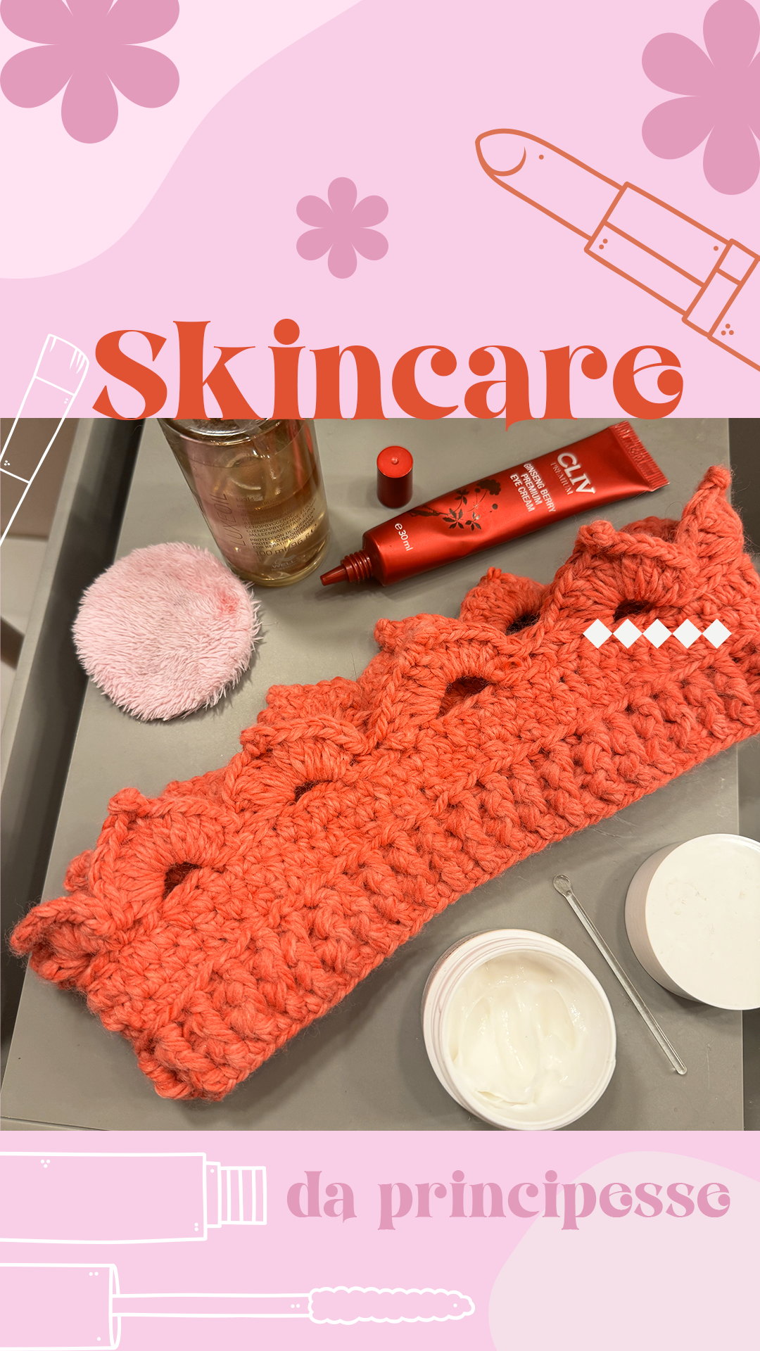 coroncina skincare fatta a mano fascia uncinetto corona adulti